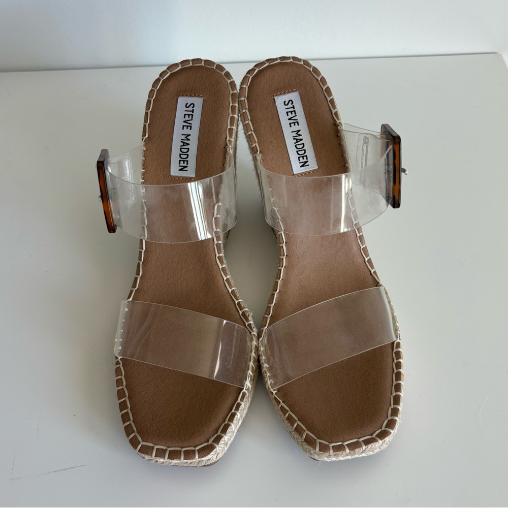 Steve Madden Espadrille Clear Strap Wedges